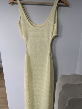 NWT Light Yellow Sequin Knit Tank Dress